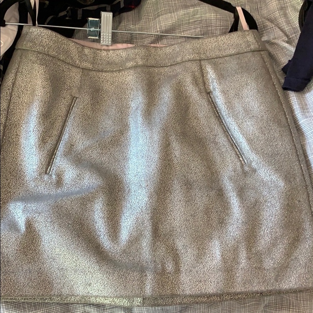 Silver metallic wool mini skirt